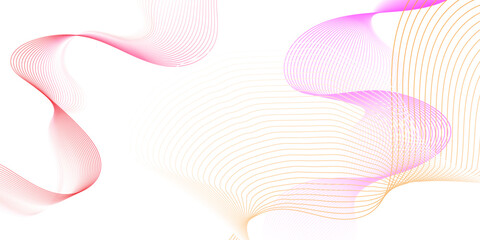 Pink ribbon on white Abstract muted background with blue wavy lines. Abstract wave curve lines banner background design. Vector illustration. Modern template abstract design flowing particles wave.