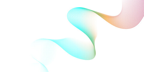 Pink ribbon on white Abstract muted background with blue wavy lines. Abstract wave curve lines banner background design. Vector illustration. Modern template abstract design flowing particles wave.