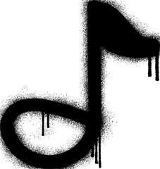 Graffiti Note music icon with black spray paint