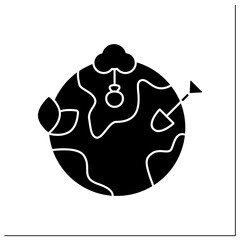 Reforestation glyph icon. Forests regrowing. Afforestation. Restoring cut down forests. Eco awareness concept. Filled flat sign. Isolated silhouette vector illustration