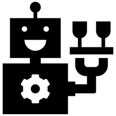 Obraz premium robot glyph style icon