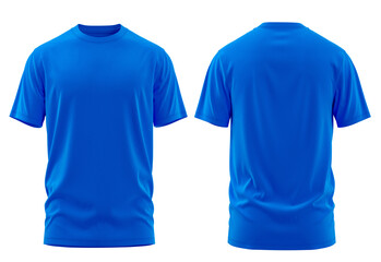 T-Shirt Short Sleeve Men's. For mockup ( 3d rendered / Illustrations) front and back Royal Blue - obrazy, fototapety, plakaty