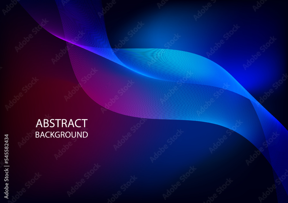 Poster abstract background line curve with blue and red background for wallpaper backdrop vector illustrati