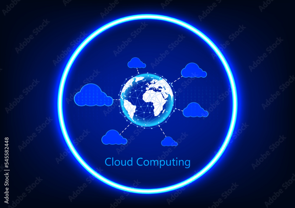 Poster vector illustration concept cloud computing hi technology style background text digital technology v