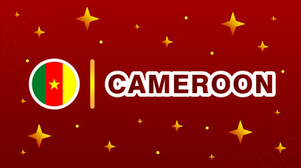 Flag of Cameroon with stars and red maroon background. 