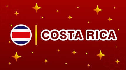 Flag of Costa Rica with stars and red maroon background. World cup football theme.