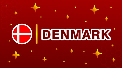 Flag of Denmark with stars and red maroon background. 