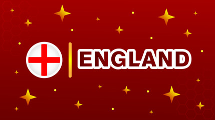 Flag of England with stars and red maroon background. 