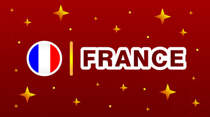 Flag of France with stars and red maroon background.