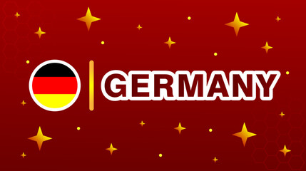 Flag of Germany with stars and red maroon background. 