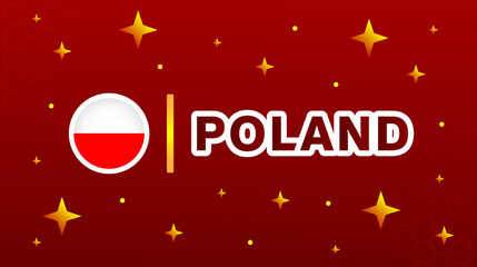 Flag of Poland with stars and red maroon background. 