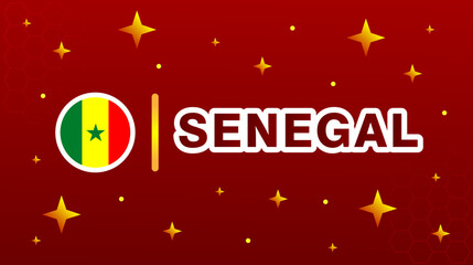 Flag of Senegal with stars and maroon background. World cup football theme.