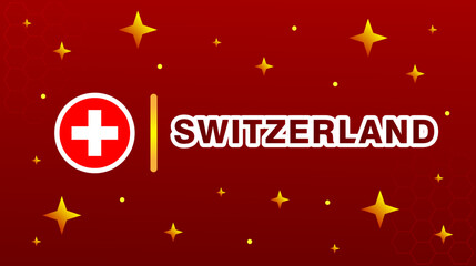 Flag of Switzerland with stars and red maroon background. World cup football theme.
