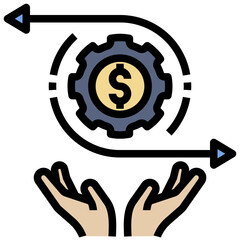cash filled outline style icon