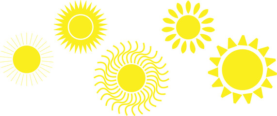 set of sun icon vector format