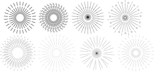 set of sunburst icons vector format. black sunburst icons