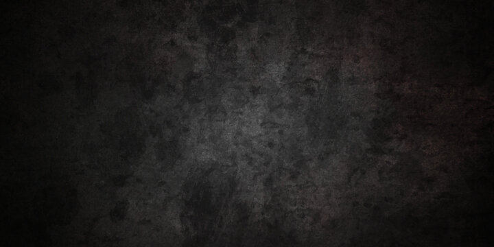 Black stone concrete grunge texture and backdrop background anthracite panorama. Panorama dark grey black slate background or texture.	

