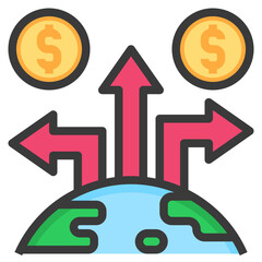 diverge filled outline style icon