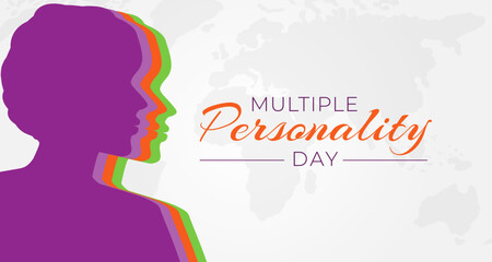 Colorful Multiple Personality Day Background Illustration with Woman