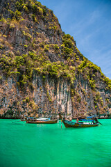 Fototapeta na wymiar Phi Phi Leh Lagoon by boat in Koh Phi Phi Leh island, Krabi, Thailand