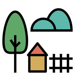 rural filled outline style icon