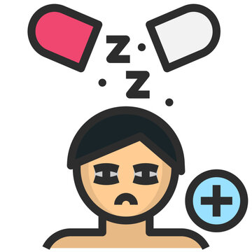 sleeping person with pill icon clip art preview