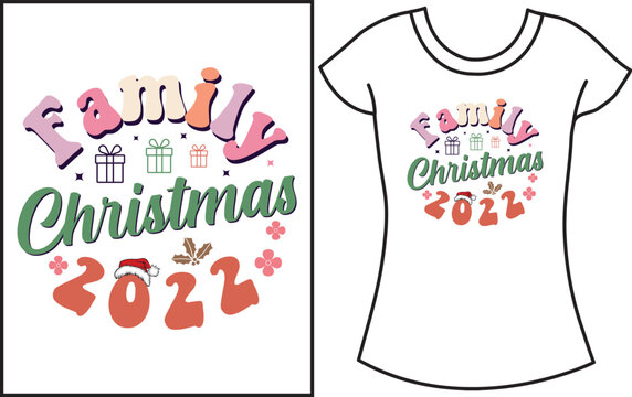 Christmas groovy SVG retro t-shirt design.  Christmas vintage color family gift t-shirt design for the family.