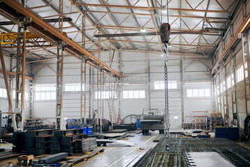 Metal sheets processing workshop with modern equipment