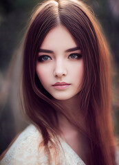 portrait of a beautiful girl,beautiful woman,stare,photorealistic painting