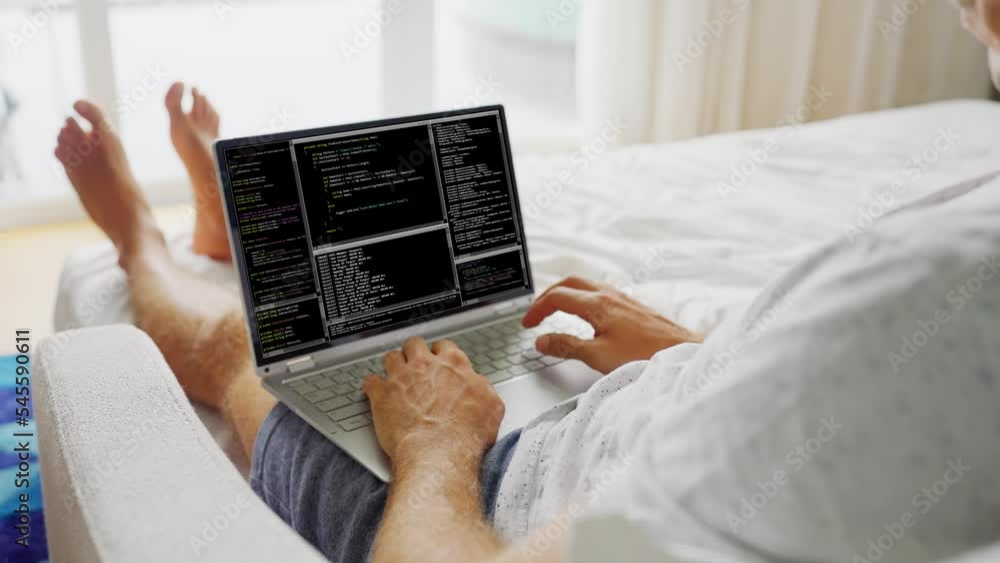Fototapete Computer Programmer Writing Program Code On Computer