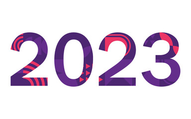 2023 New Year simple geometric numbers, shapes set. Banner, Design Template, Logo Text Sign Isolated on White Background. Holiday Greeting Card. Vector Stock Illustration