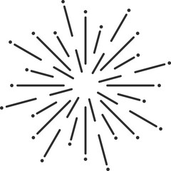 Abstract burst contour pattern fireworks. Black star shaped firecracker pattern. Carnival celebration fireworks explosion, birthday party festive decoration