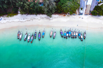 Aerial view of Railay and Phra nang Cave Beach in Krabi, Thailand
