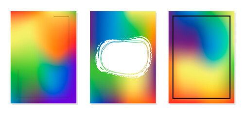 Set with three frames in rainbow colors