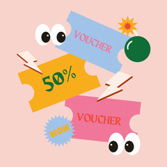 Big sale banner. Voucher square illustration. Vector illustration. Discount design.  - obrazy, fototapety, plakaty