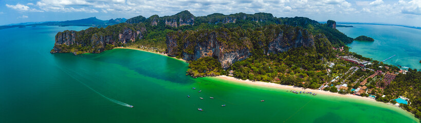 Aerial view of Railay and Phra nang Cave Beach in Krabi, Thailand