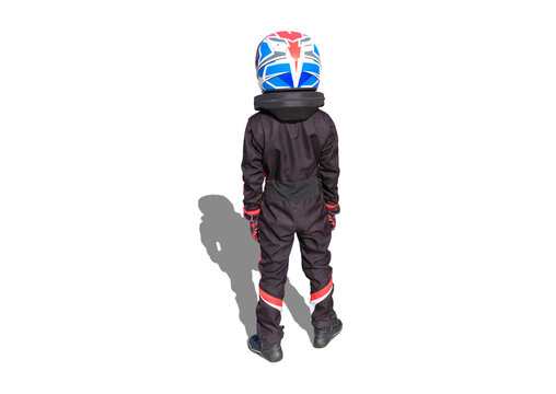 karting driver on isolated white background