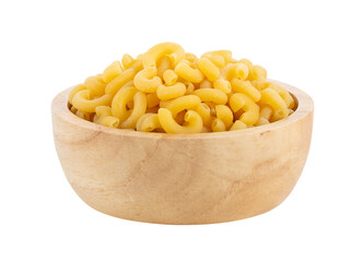 Macaroni pasta in wood bowl isolated on transparent png