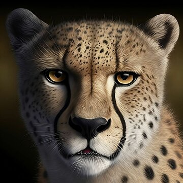 Cheetah Portrait Illustration | Created Using Midjourney and Photoshop