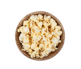 Popcorn in basket isolated on transparent png