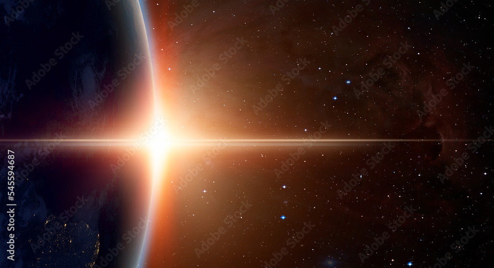 Poster planet earth with a spectacular sunset 