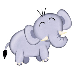 cute elephant watercolor illustration 