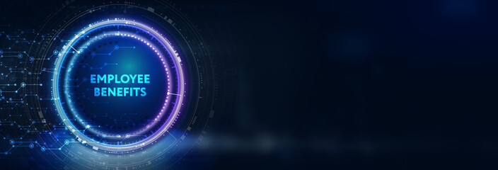 Business, Technology, Internet and network concept. Shows the inscription: EMPLOYEE BENEFITS. 3d illustration