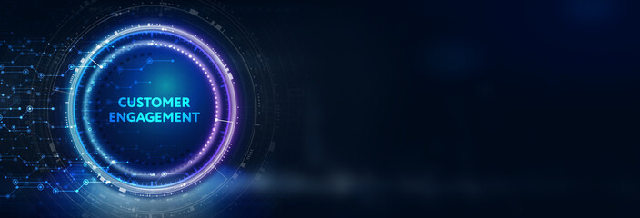 Business, Technology, Internet and network concept. Shows the inscription: CUSTOMER ENGAGEMENT.  3d illustration