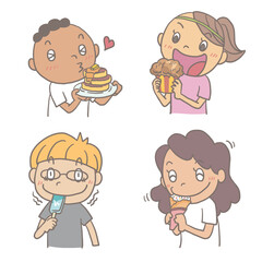 お菓子を食べるキッズのイラスト04
