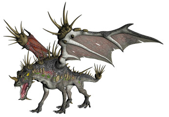 Naklejka premium 3D Rendered Fantasy Spike Dragon Isolated on Transparent Background - 3D Illustration