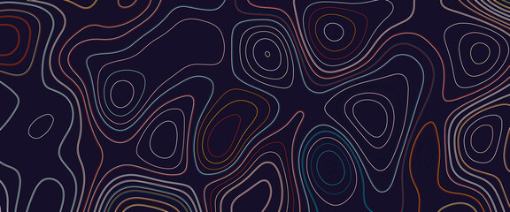 Topographic map. Abstract background with lines and circles. multicolor mountain contour lines. Topographic terrain. multicolor background with space grid Topographic background.