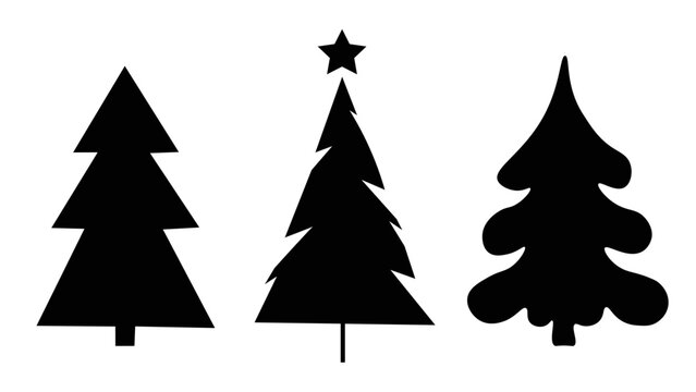 christmas tree silhouette vector icon illustration (Christmas and Happy New Year) isolated on white background