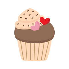 PNG illustration of cute cupcake with hearts isolated on transparent background.