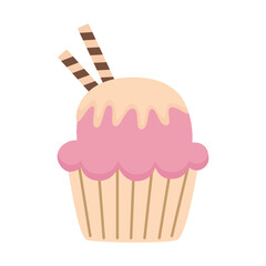PNG illustration of cute pink cupcake isolated on transparent background.